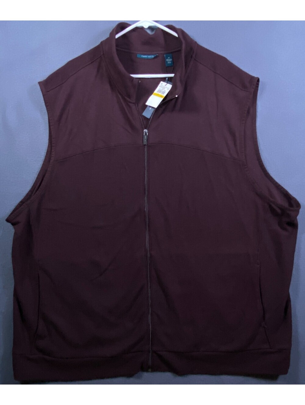 NEW PERRYELLIS Men's Sweater Fleece Vest Port Color M Big & Tall 4X Preppy NWT